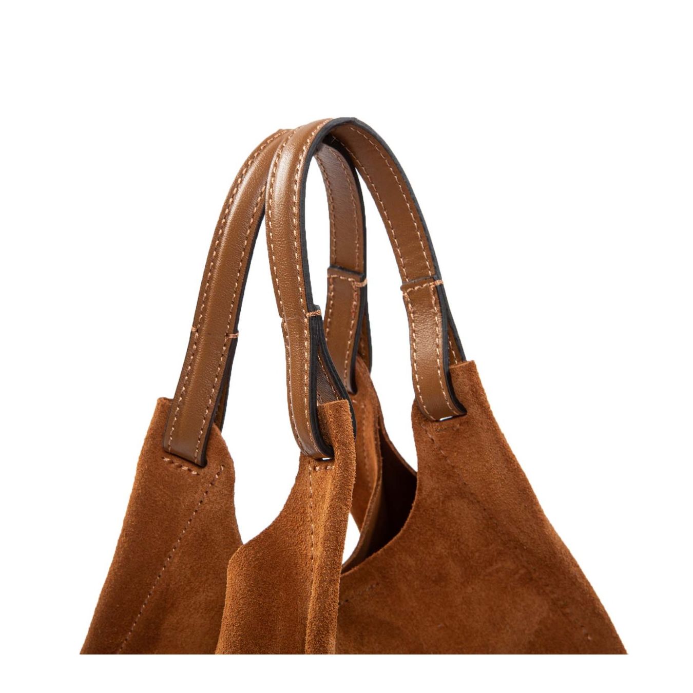 shopper DUA M in camoscio caramel manici