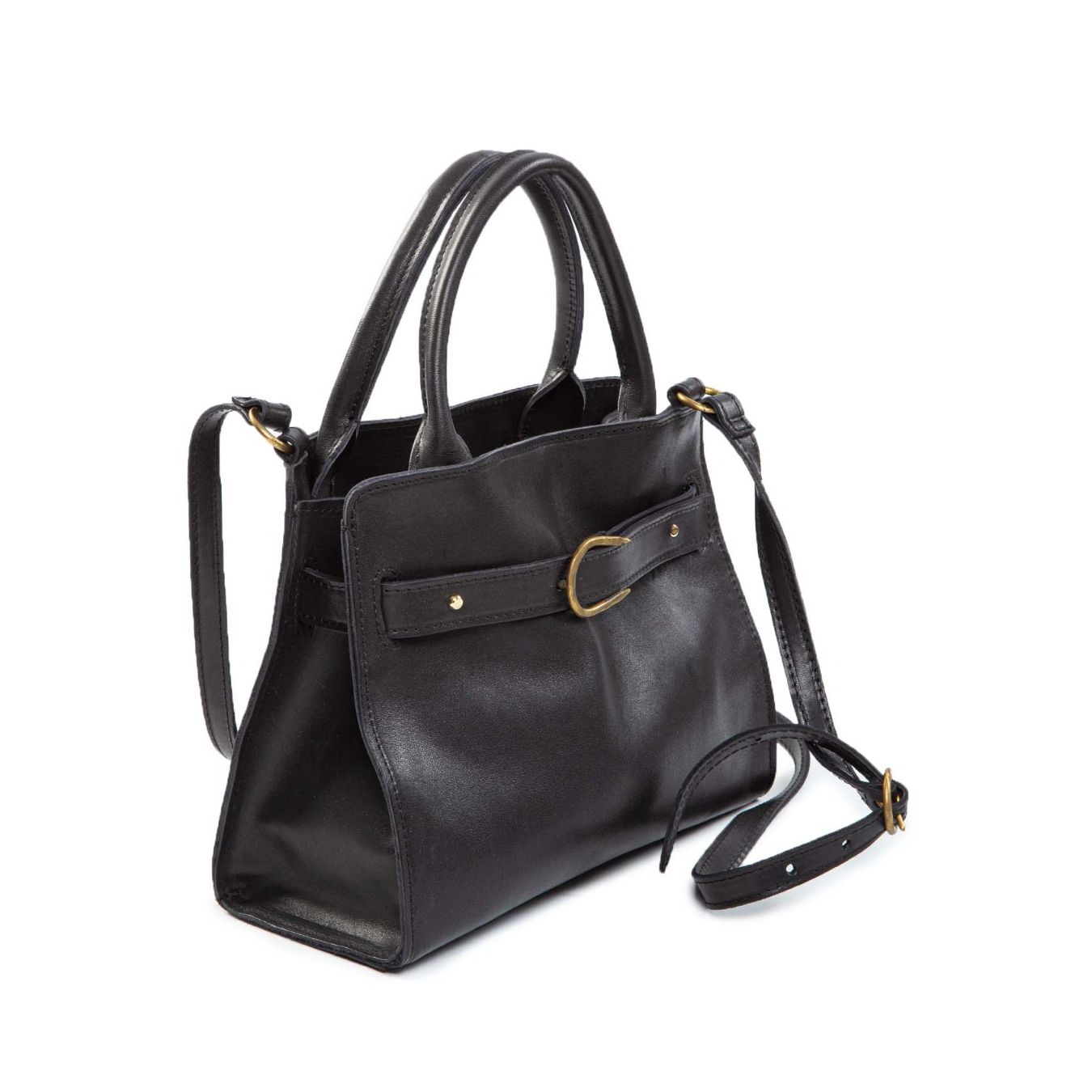 borsa SELLA S in pelle nera lato