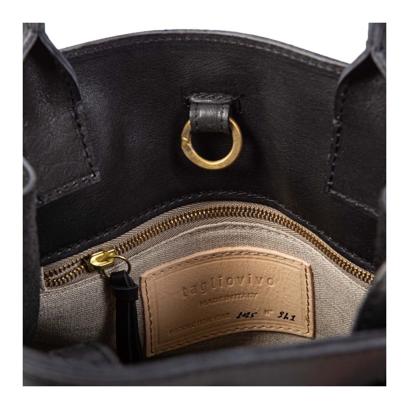 borsa SELLA S in pelle nera interno