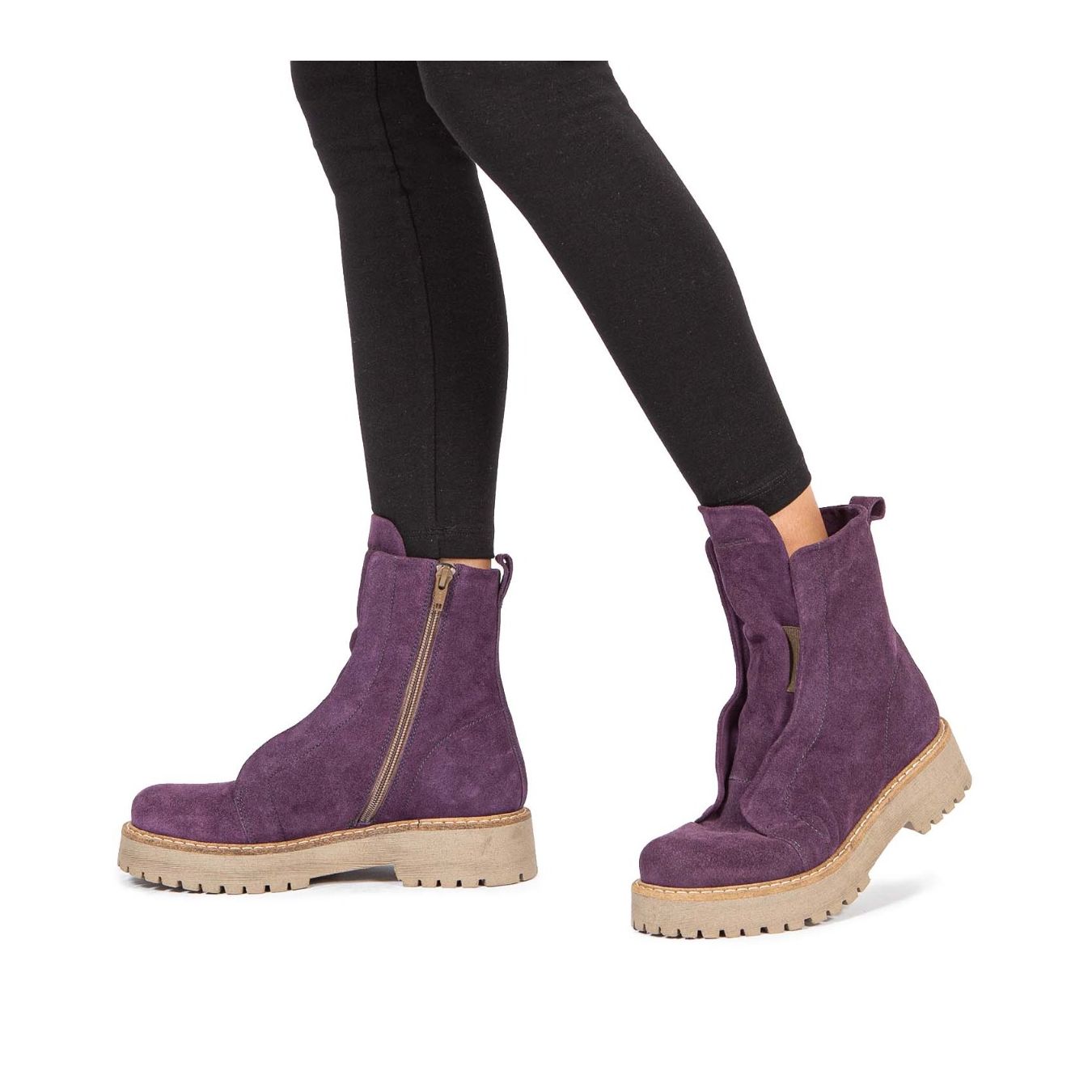 biker KUNI NO LACE in camoscio viola