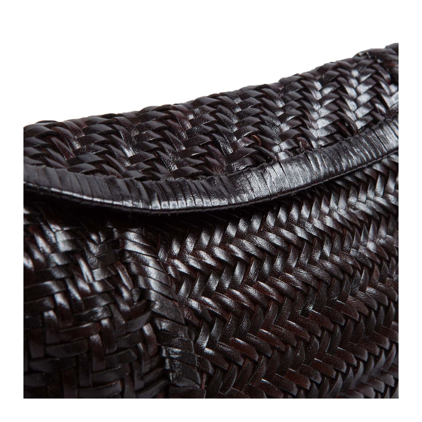 clutch PILLOW in pelle marrone chiusura