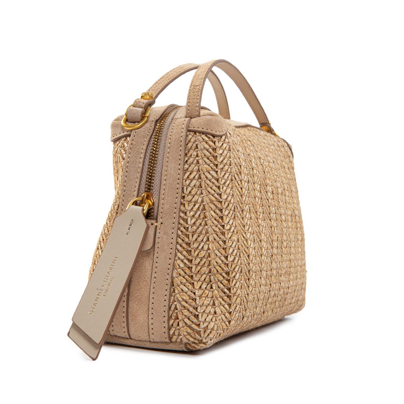 bauletto ALIFA paglia intrecciata beige zip
