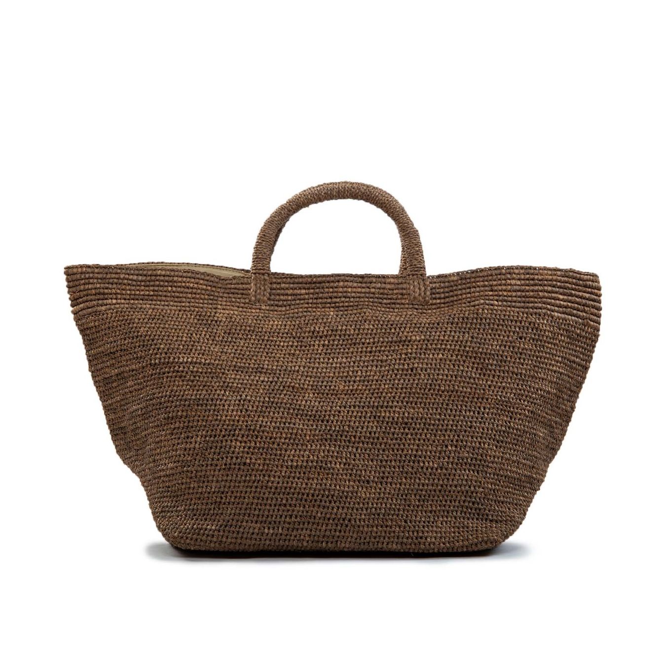 shopper VANILLA in raffia dark tea