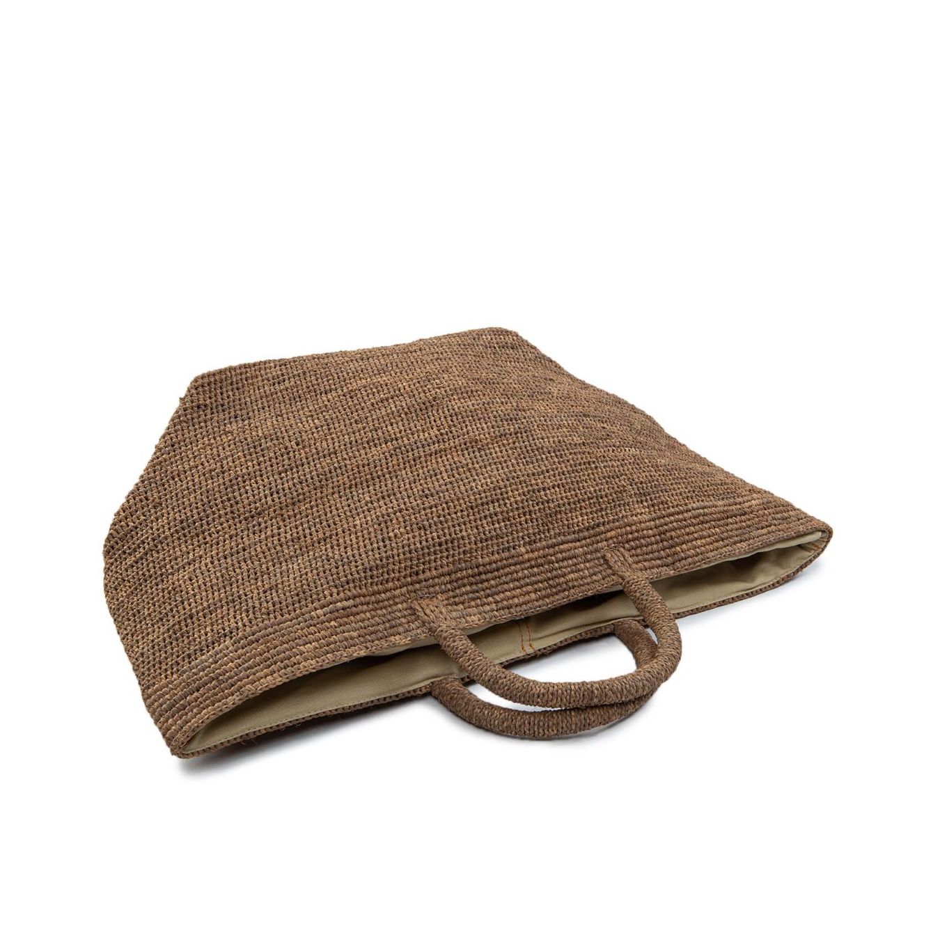 shopper VANILLA in raffia dark tea sopra