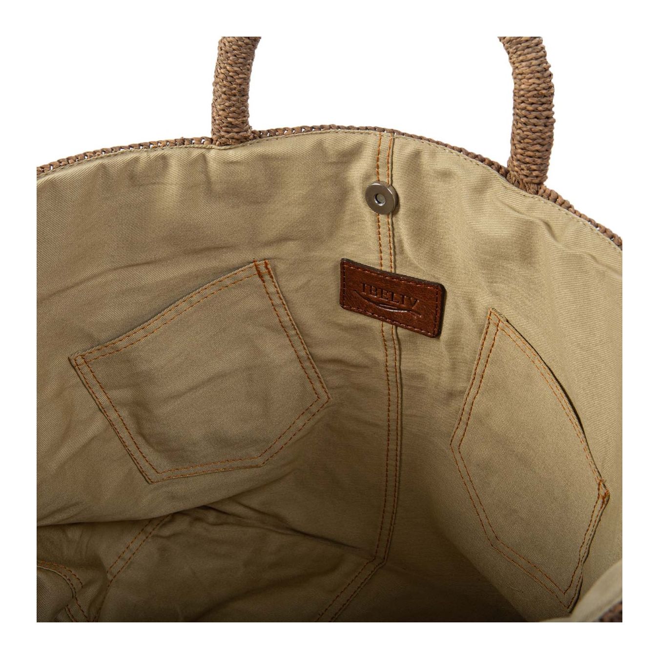 shopper VANILLA in raffia dark tea interno