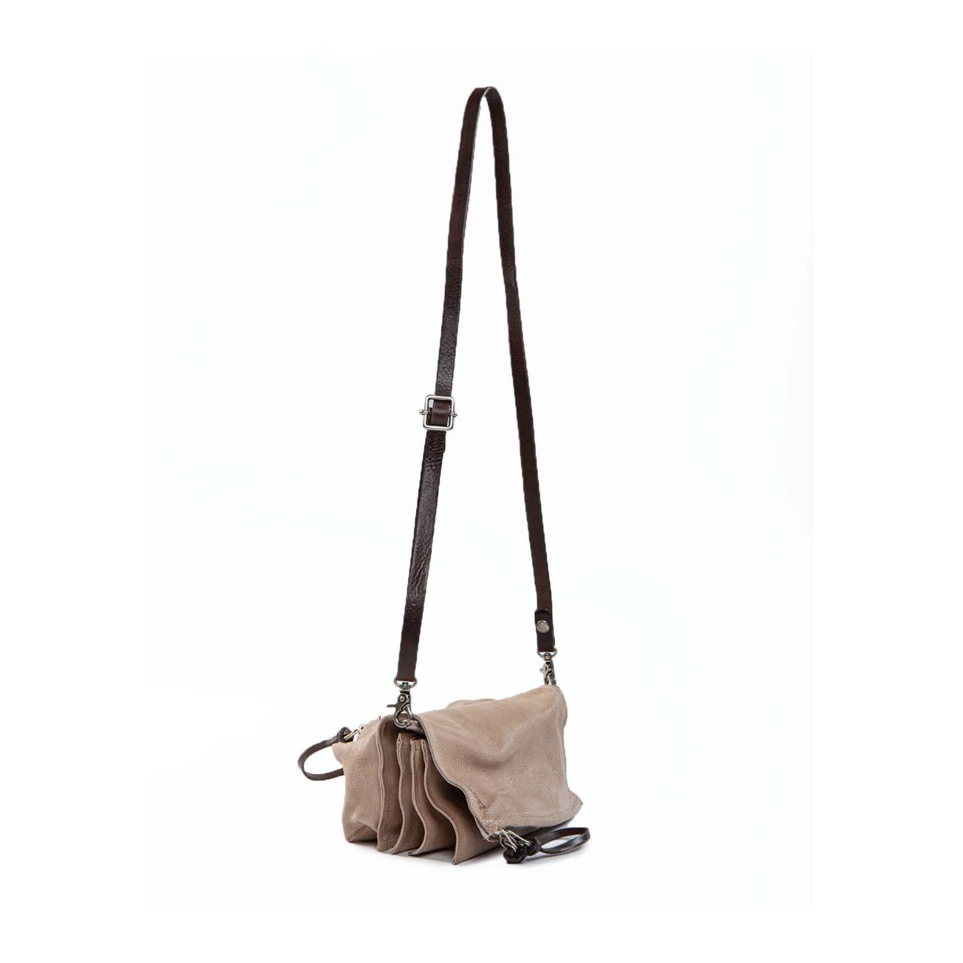clutch soffietto in pelle beige lato