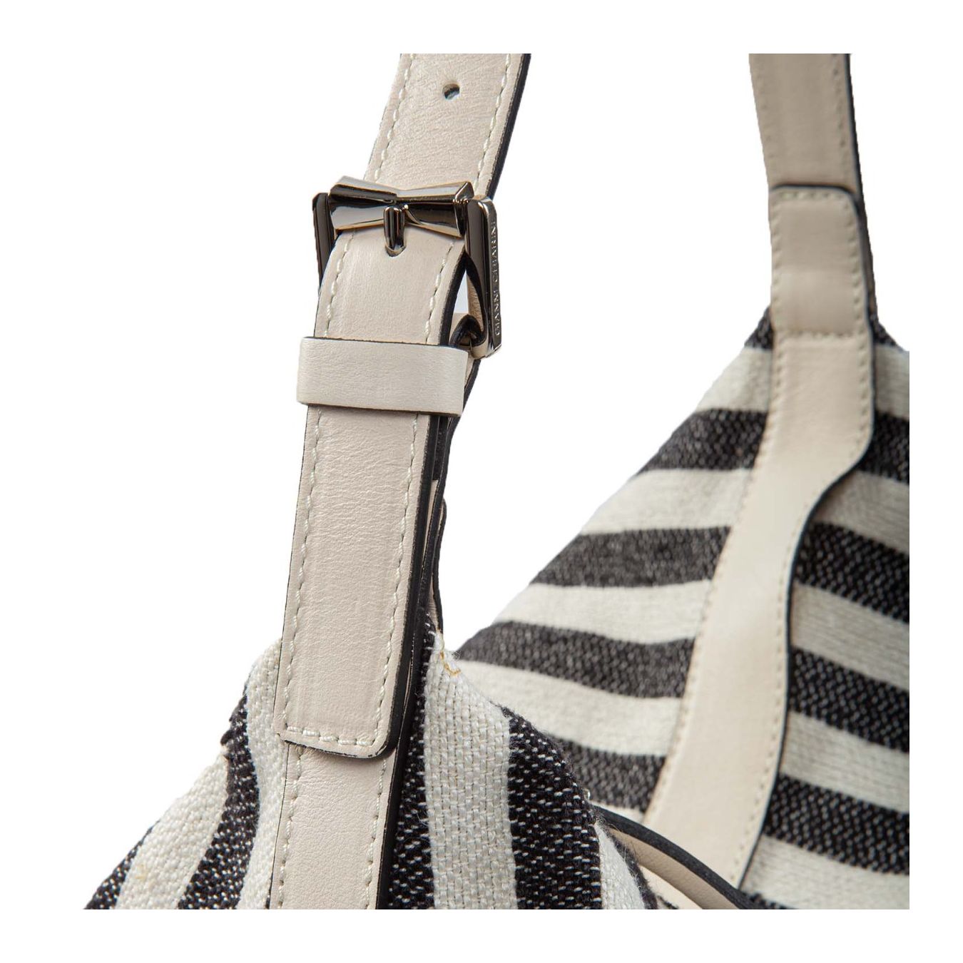 monospalla in tessuto a righe manico