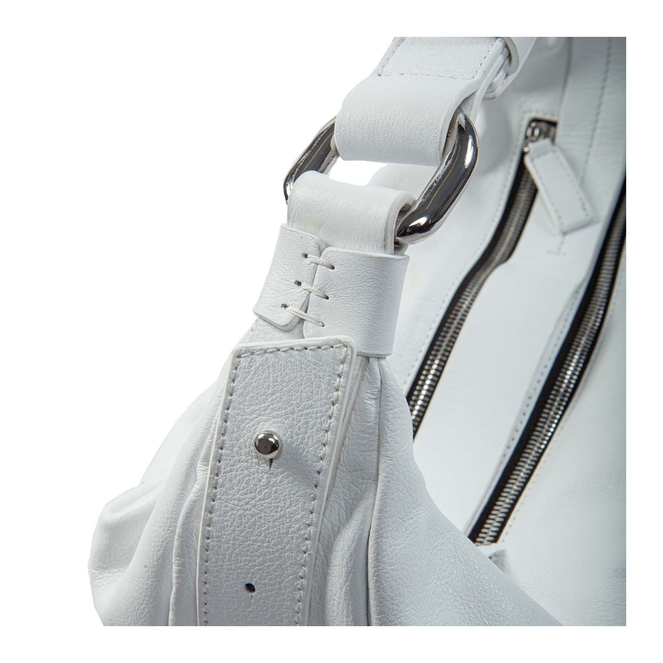 monospalla in pelle bianca manico regolabile