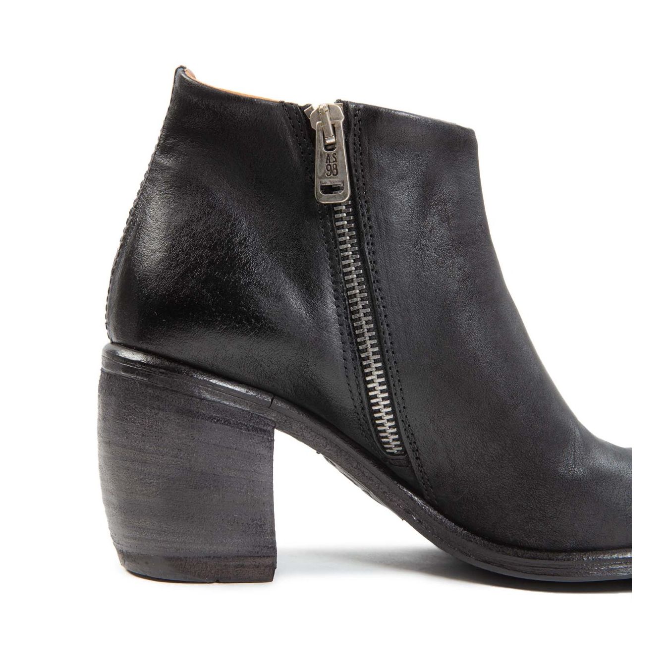 accollato RITHM in pelle nera zip