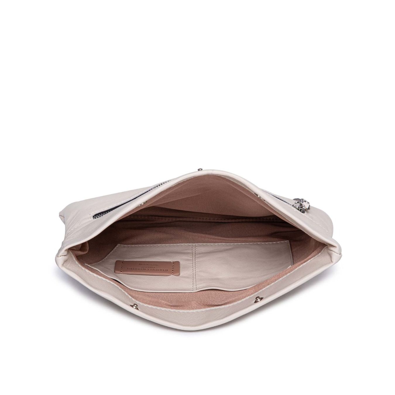 interno clutch piatta in pelle bianca chiarini