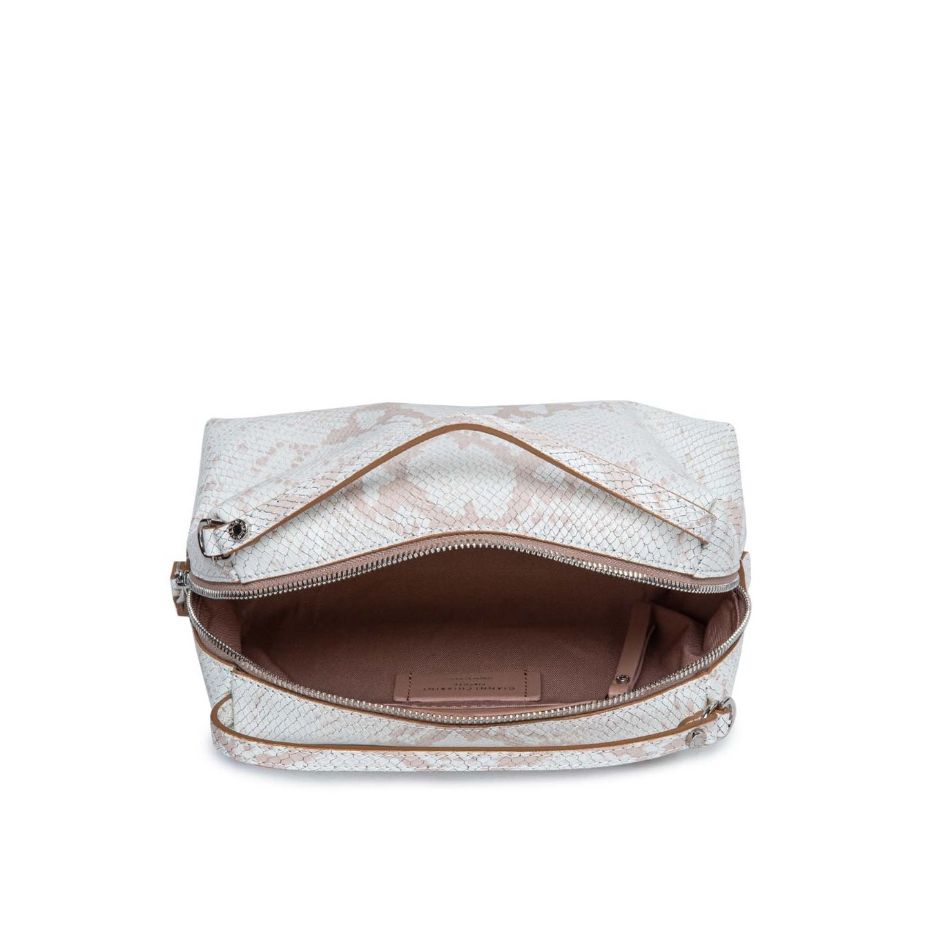 interno pochette alifa in pelle bianca
