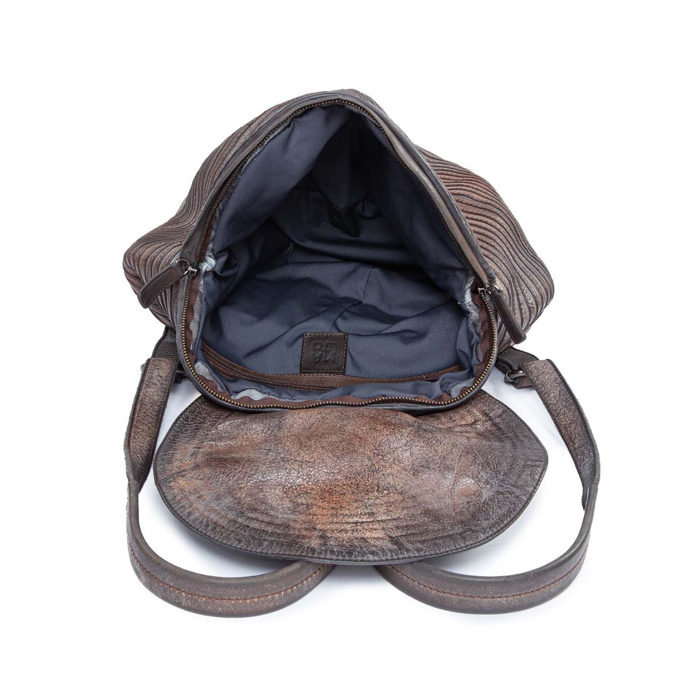 interno zaino in pelle marrone
