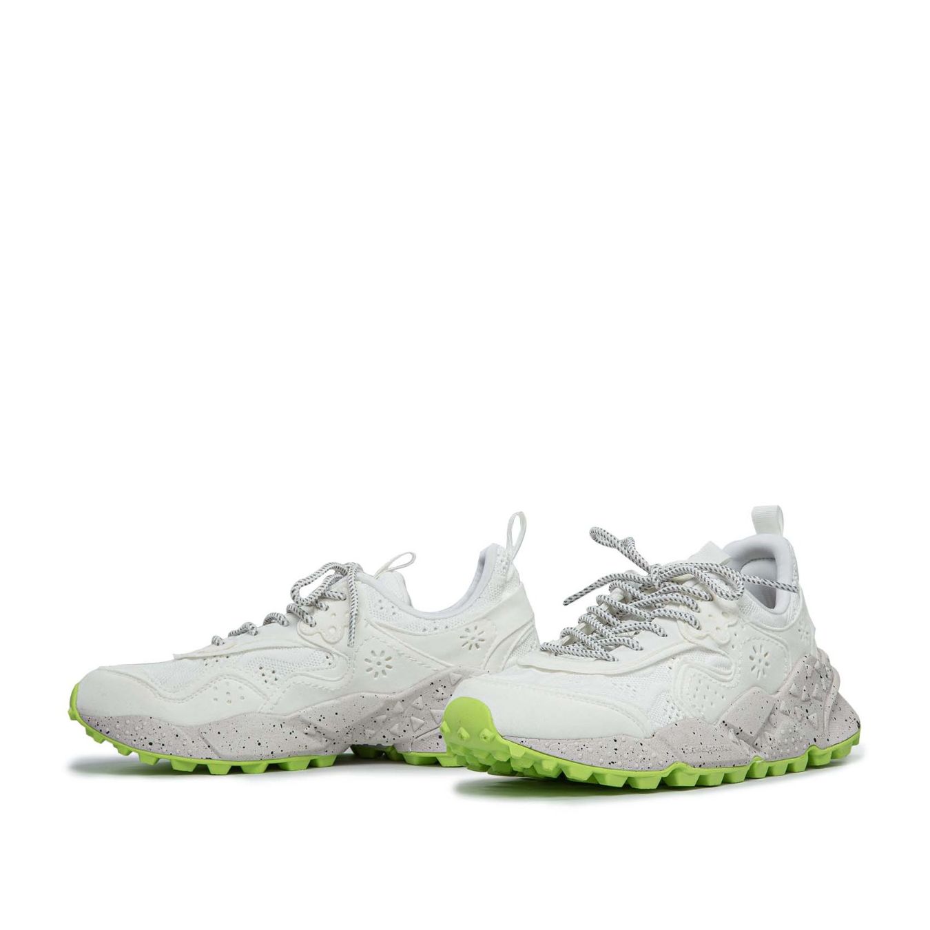sneakers grigia e bianca suola verde