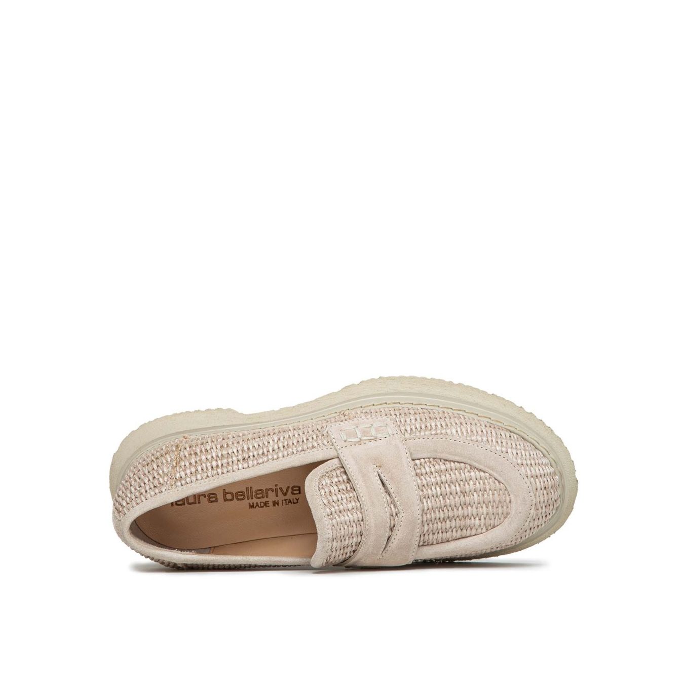 Laura Bellariva Mocassino Tessuto Raffia Beige