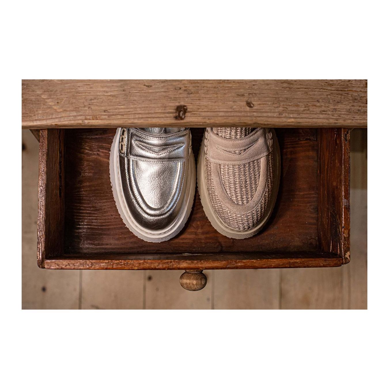 Mocassino Ghetta in Pelle Argento
