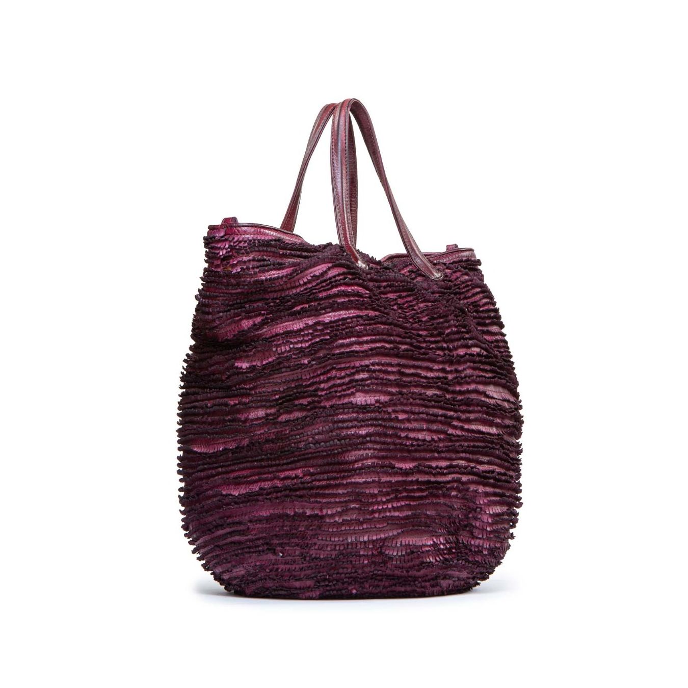 shopping bag in pelle viola