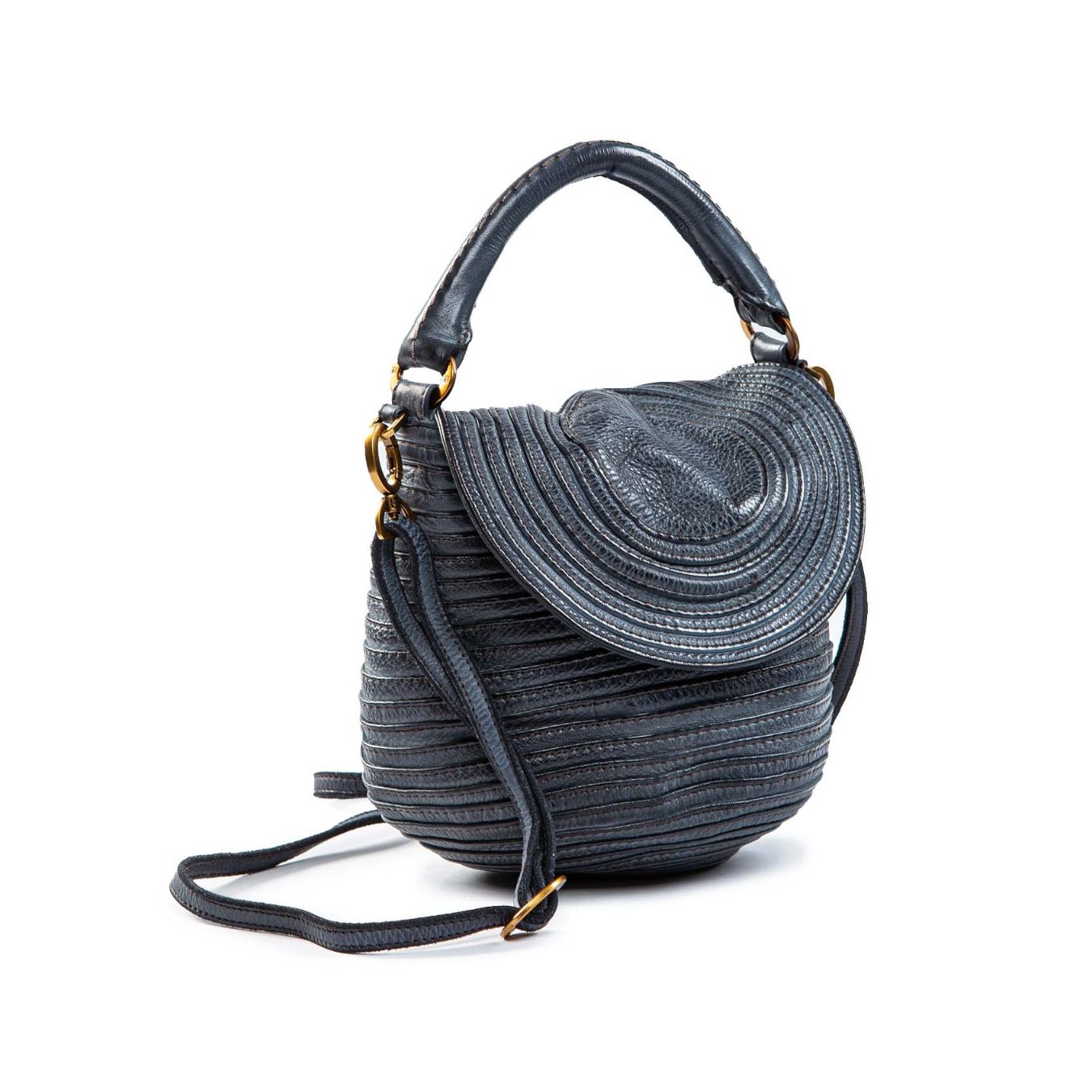 majo tracolla in pelle blu lavagna