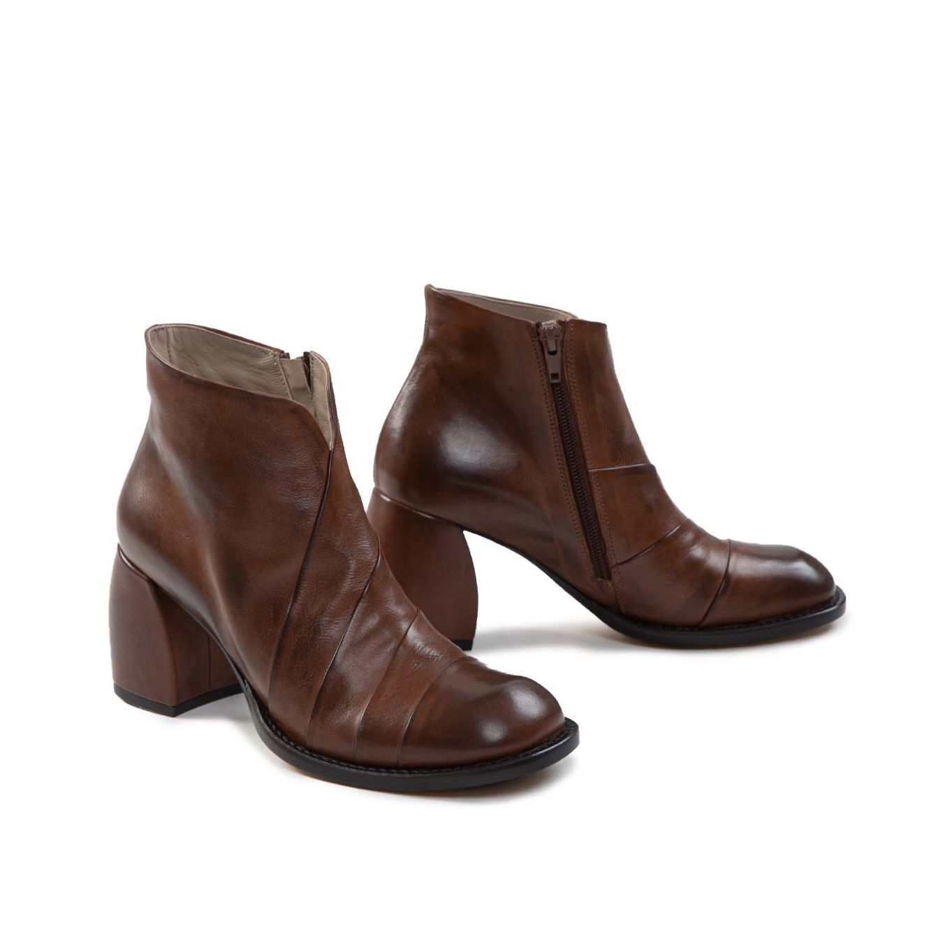 malloni accollati in pelle cuoio zip