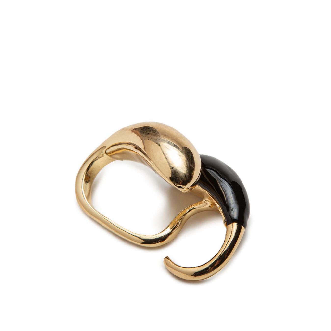 malloni anello a goccia in ottone e pietra nera donna