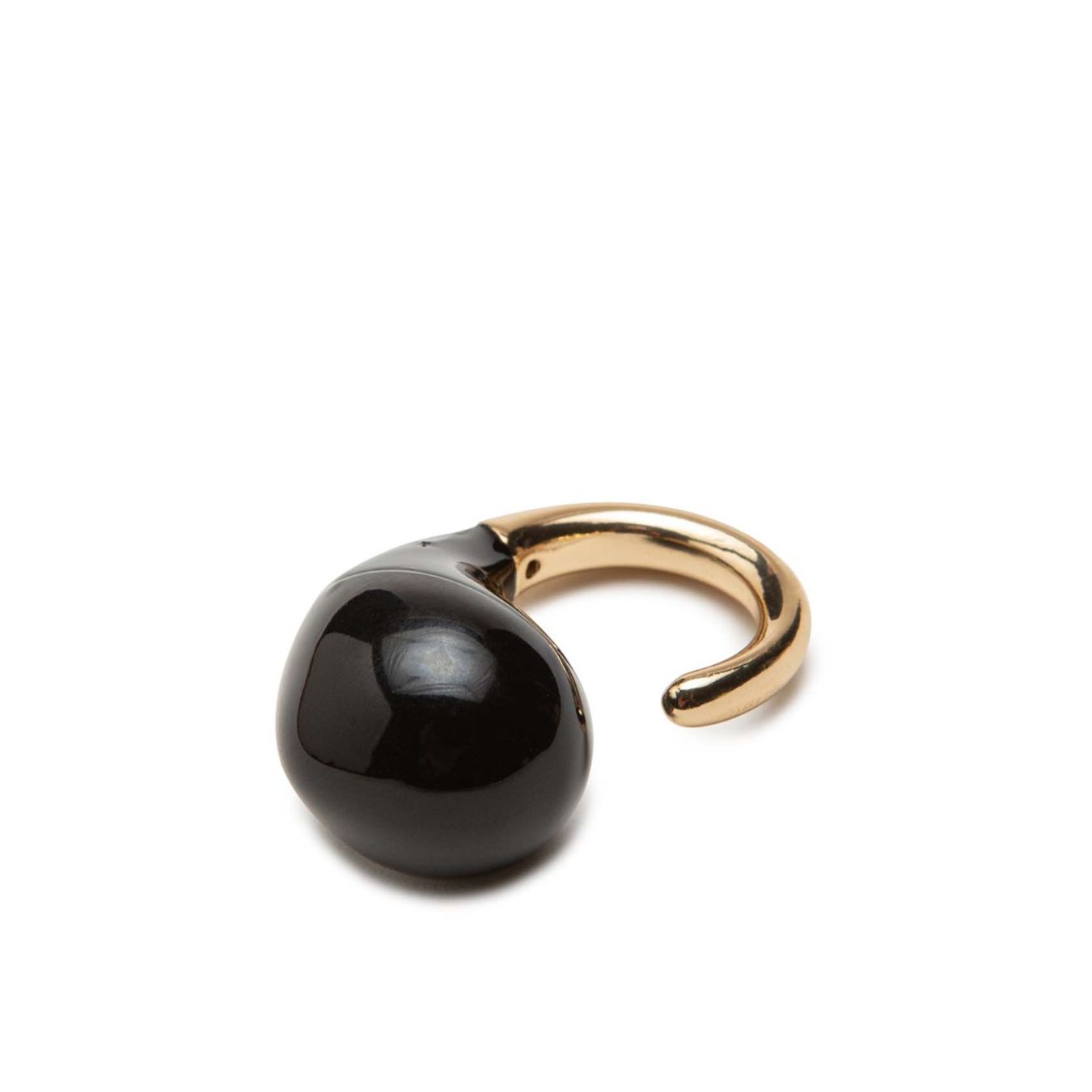 malloni anello in ottone e pietra nera davanti