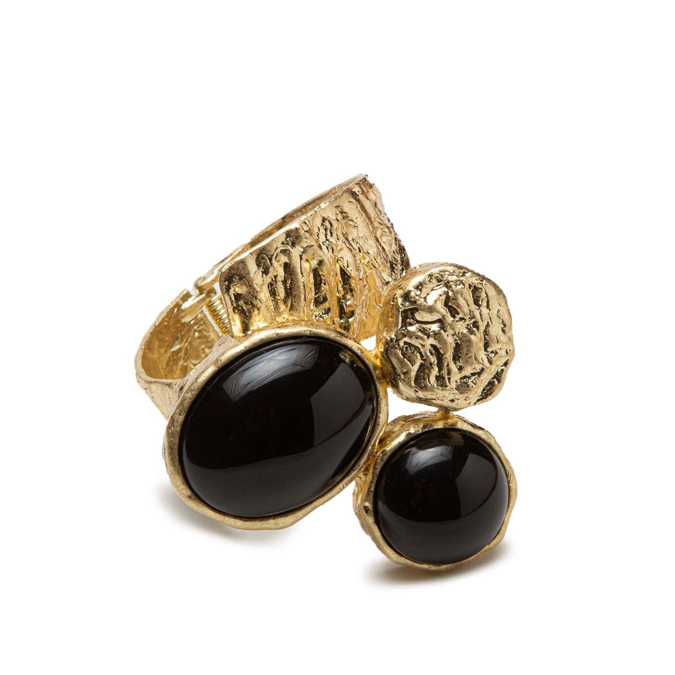 malloni bracciale in ottone e pietre nere