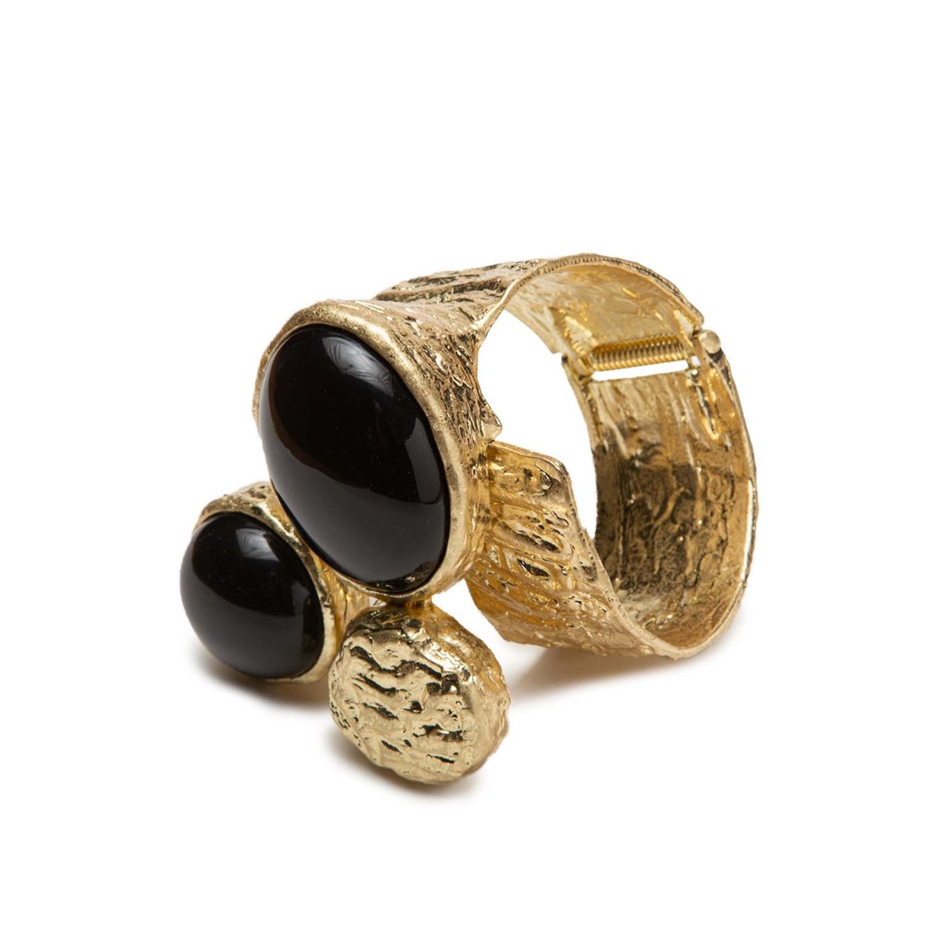 malloni bracciale in ottone e pietre nere lato