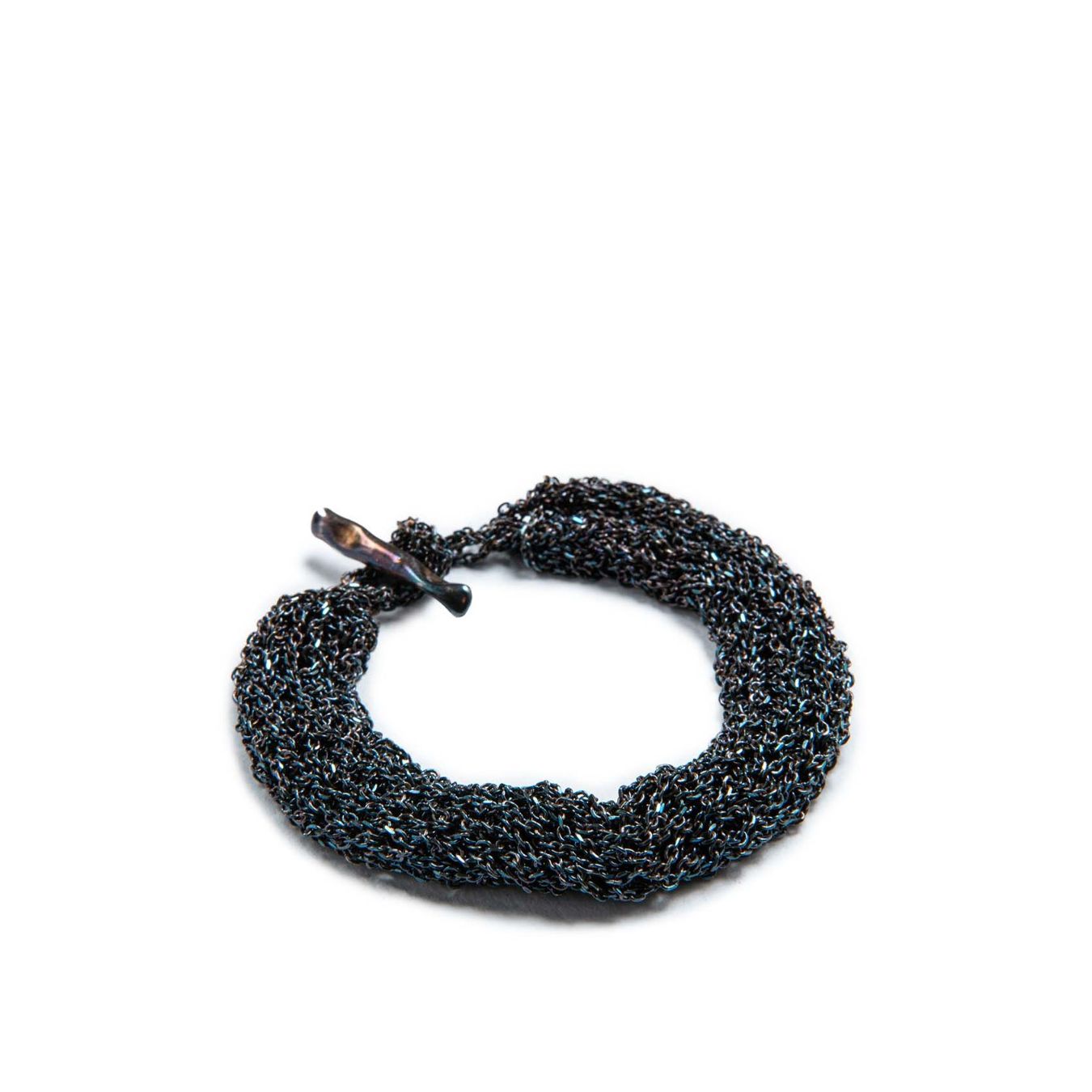 mjarcela salvador BRACCIALE TRICOT IN ARGENTO 925 OSSIDATO chiusura gancetto