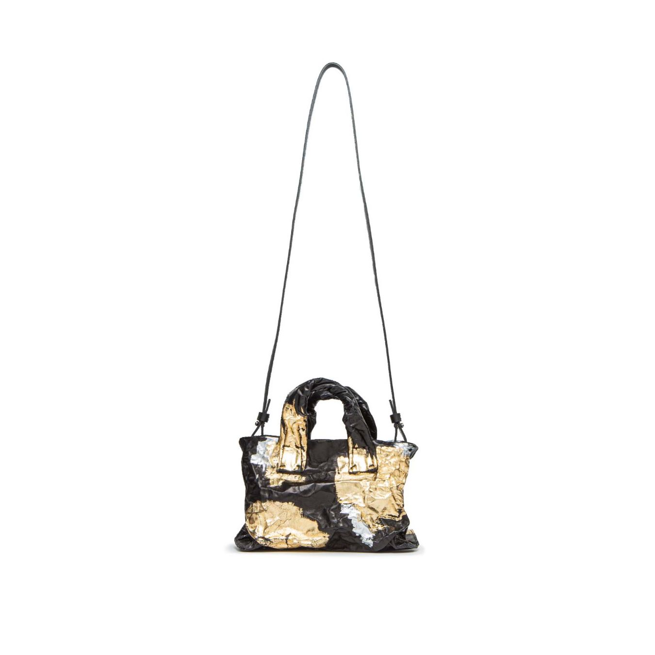 mini shopper ANIMA oro e nera con tracolla