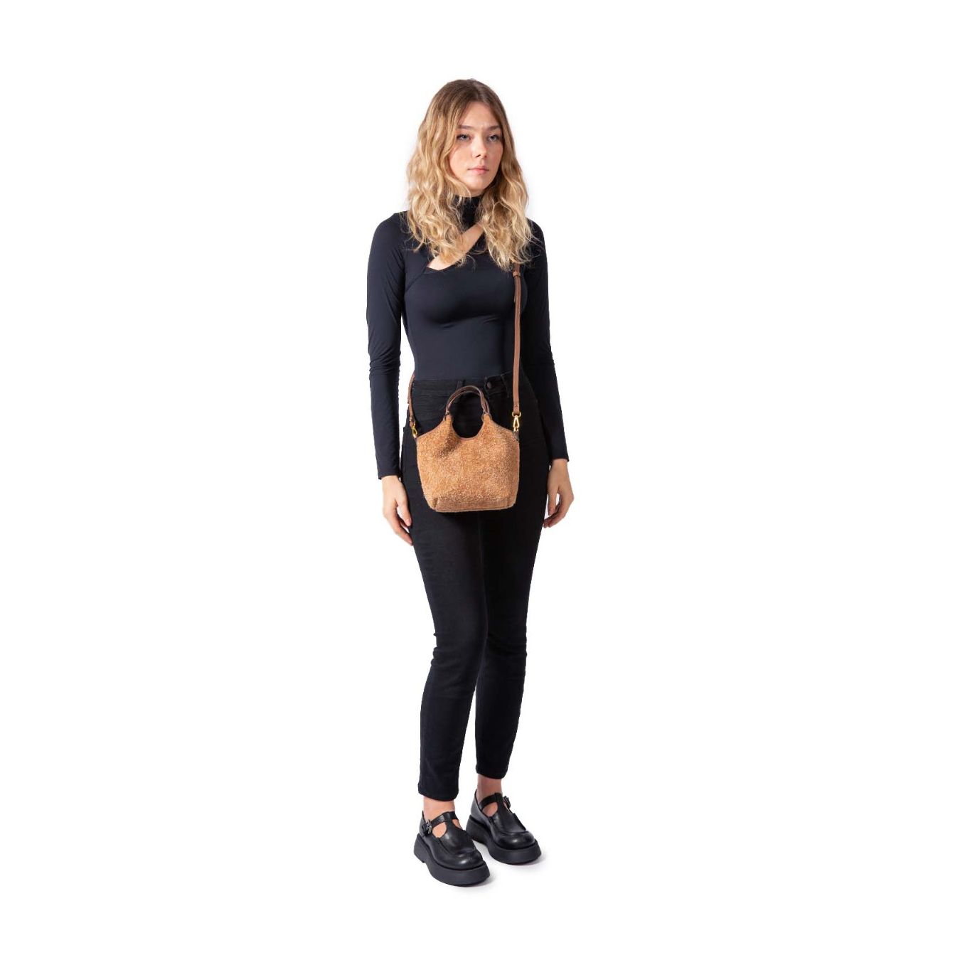 mini shopper DUA in camoscio cuoio 