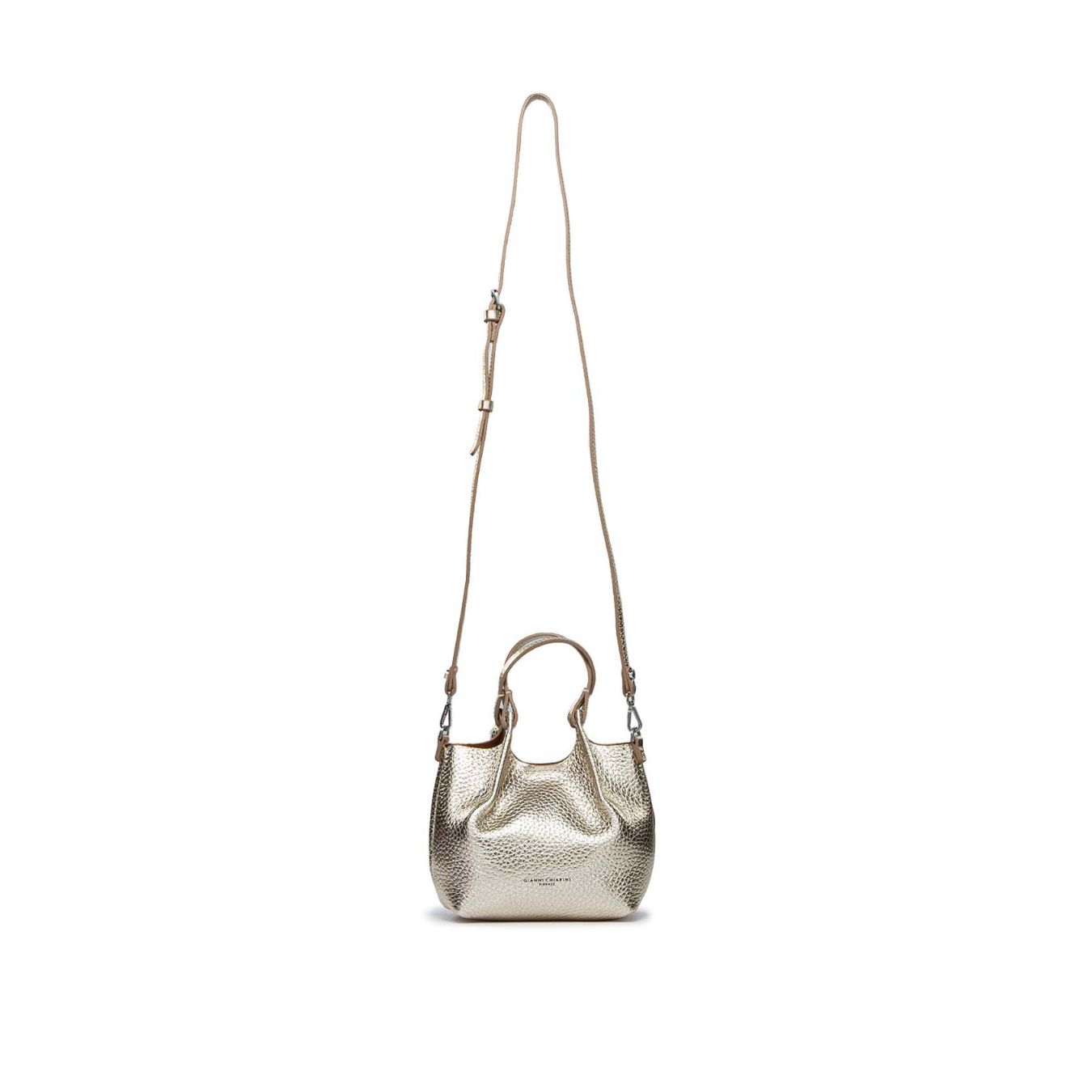 shopper MINI DUA in pelle light gold 