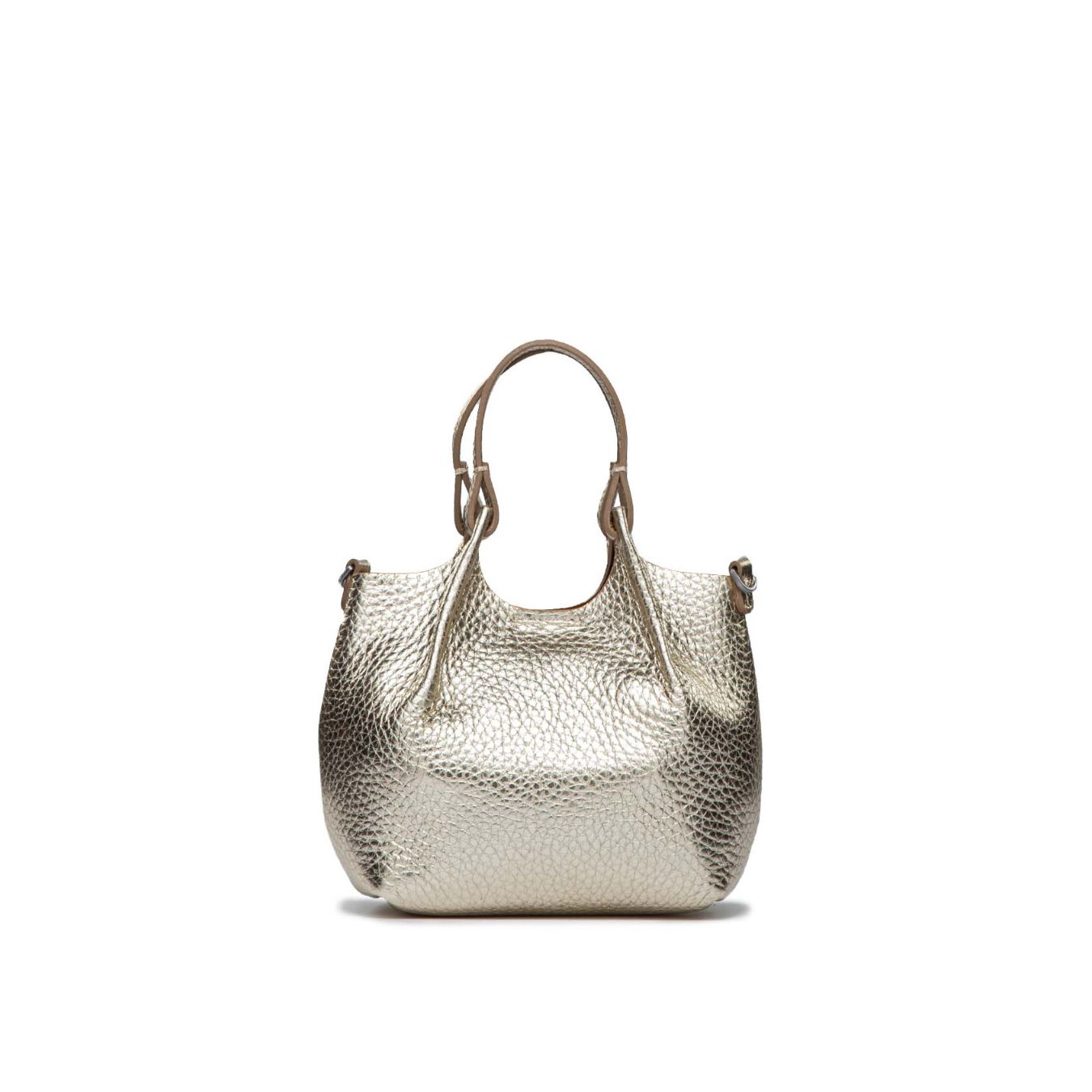 shopper MINI DUA in pelle light gold 