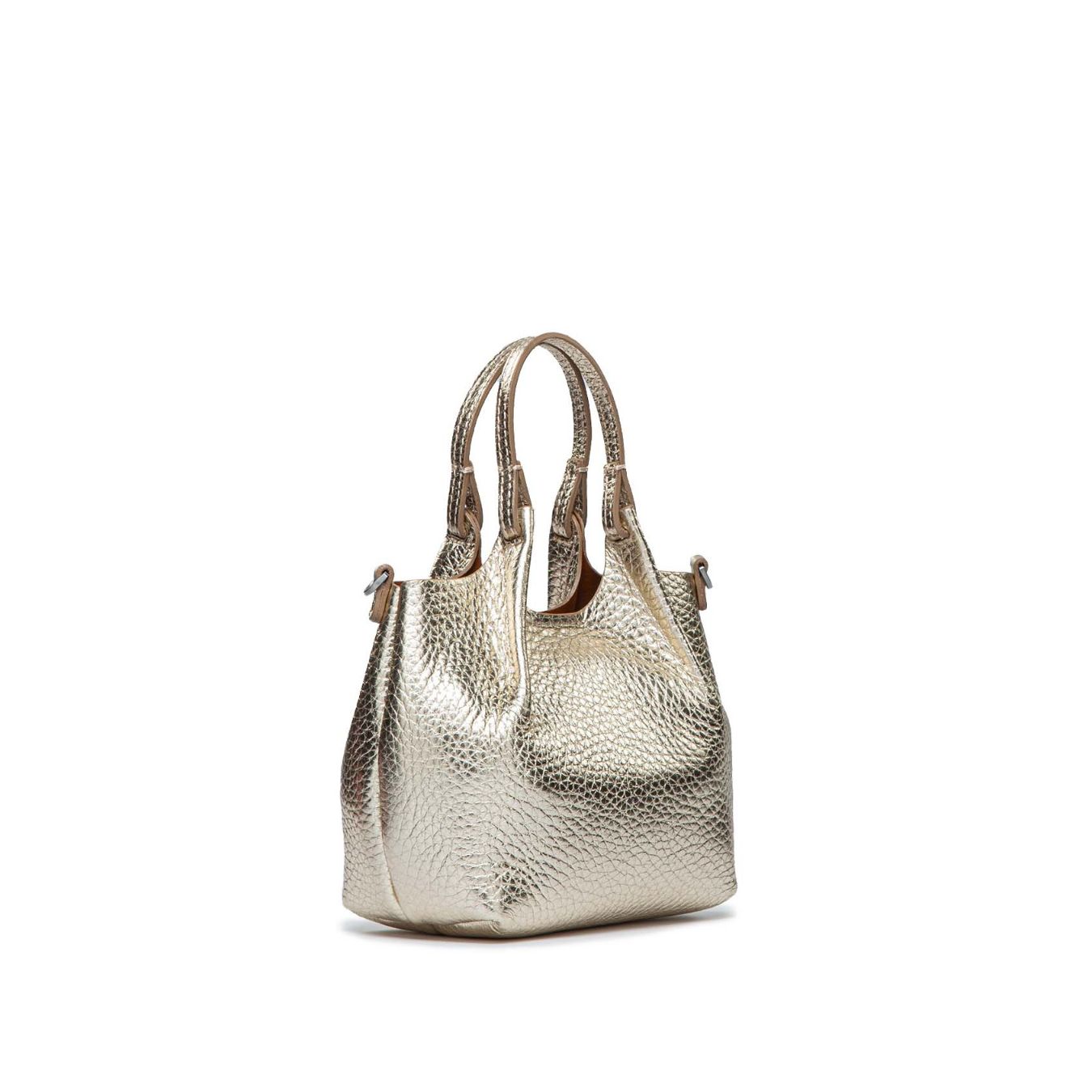 shopper MINI DUA in pelle light gold 