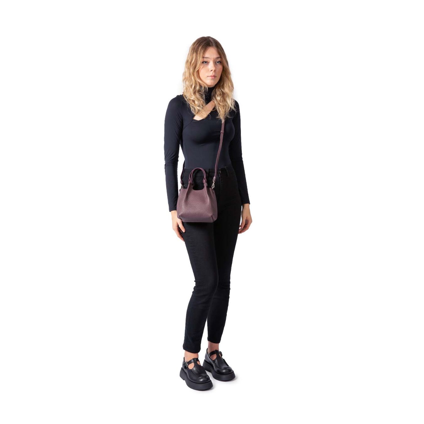mini shopper DUA in pelle viola 