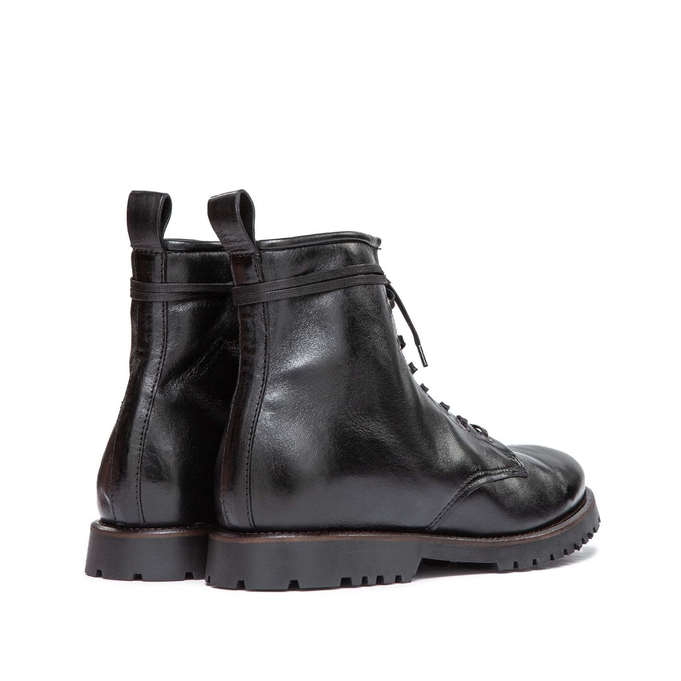 stivaletto con lacci in pelle nera