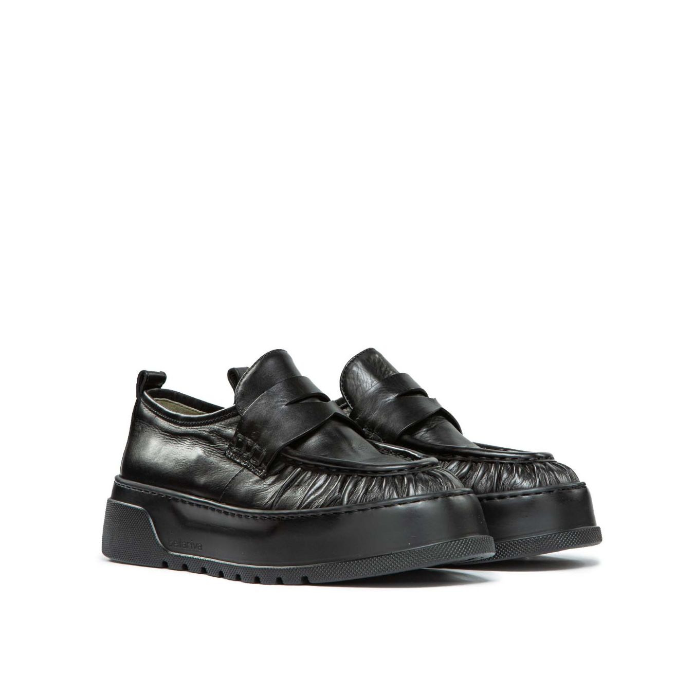 mocassini platform in pelle nera 
