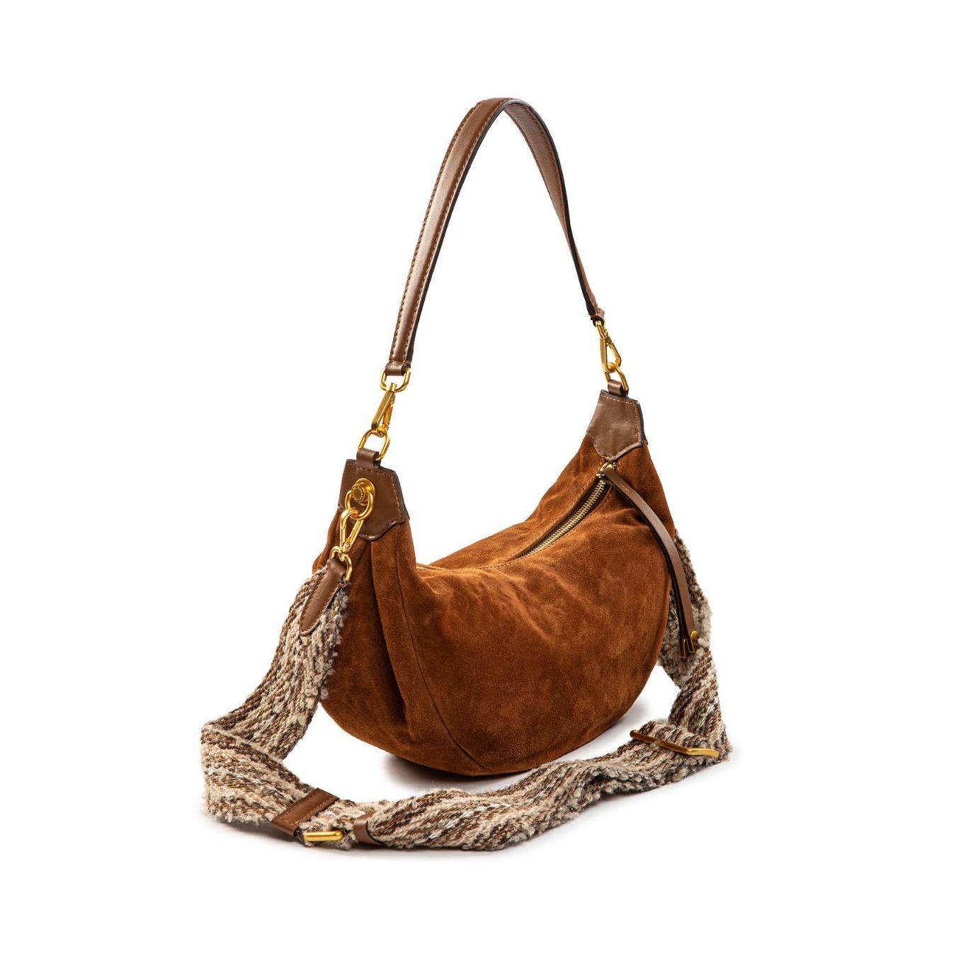 monospalla AISHA in camoscio cognac con tracolla