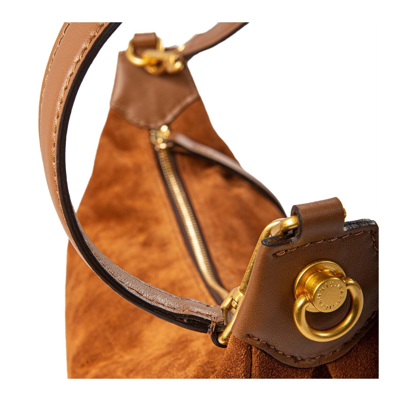 monospalla AISHA in camoscio cognac zip