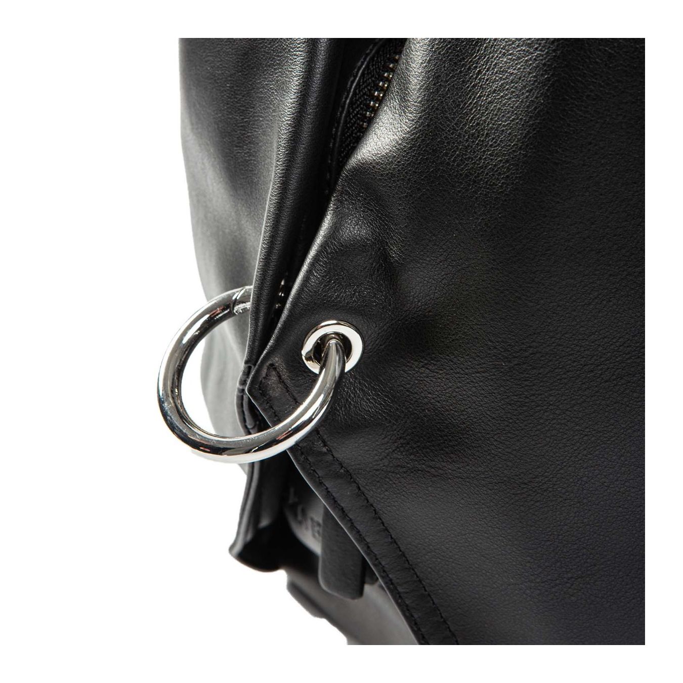 monospalla AMANDA in pelle nera gancio