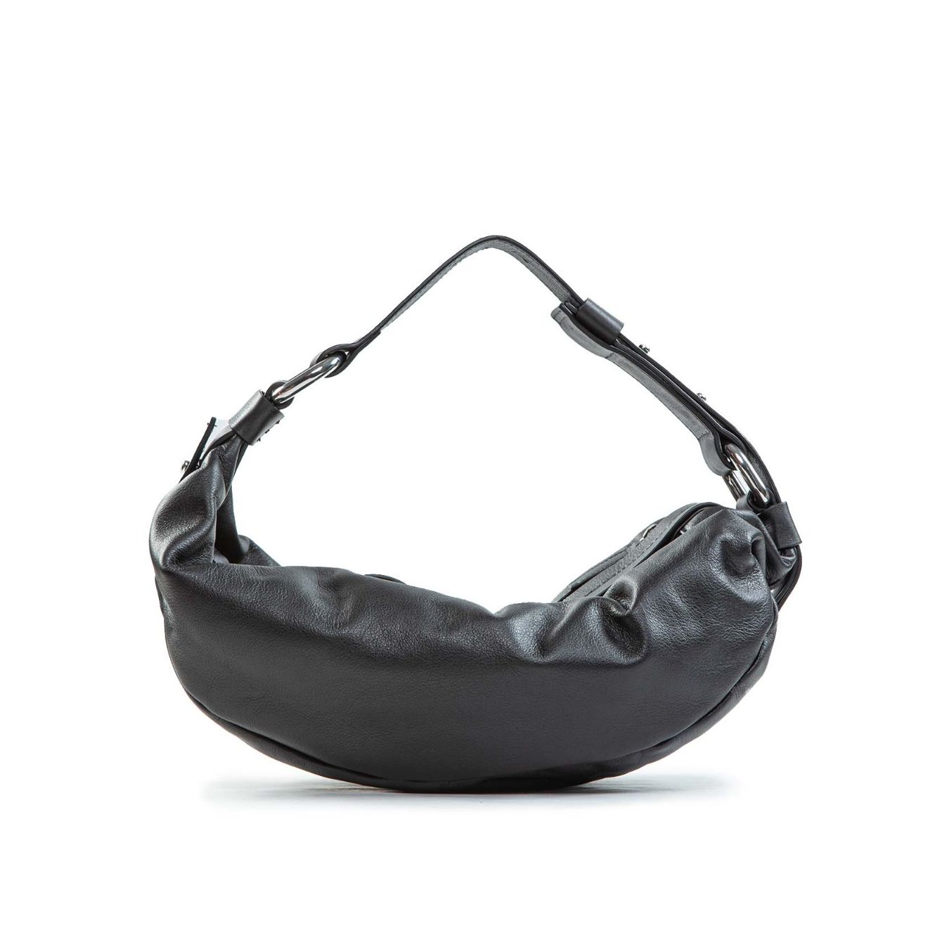 monospalla baguette in pelle nera 