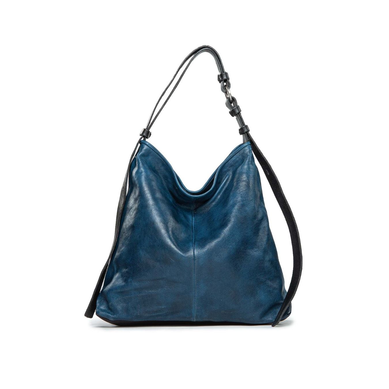 monospalla con spallaccio regolabile in pelle blu