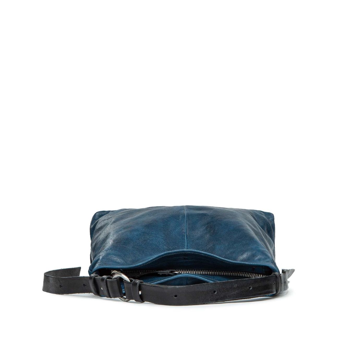 monospalla con spallaccio regolabile in pelle blu