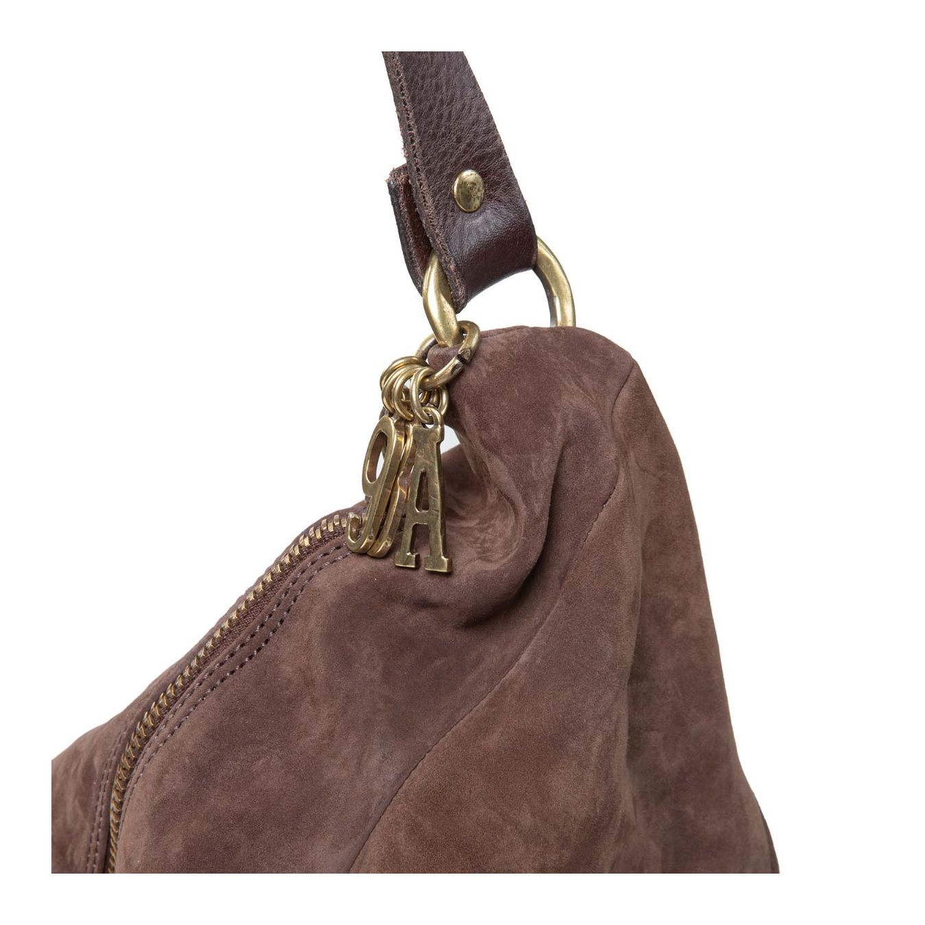 as98 monospalla CAROLINE in camoscio ebano zip logo