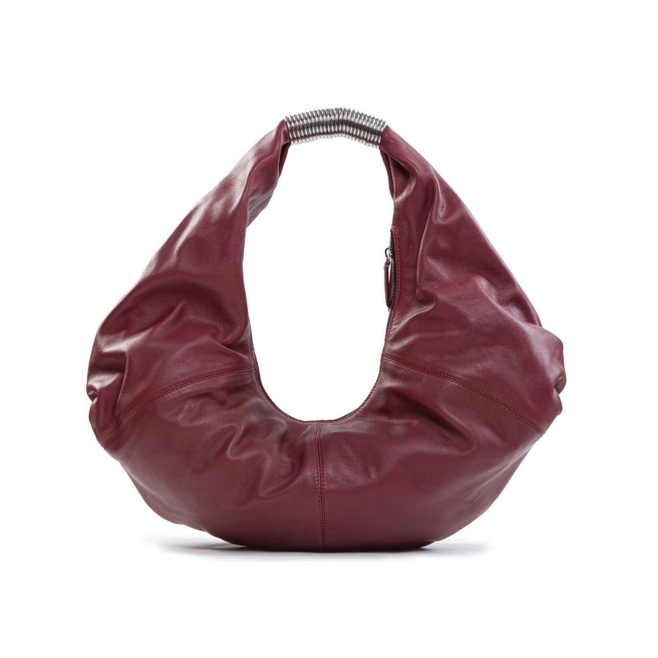 monospalla con maniglia in metallo in pelle rosso 