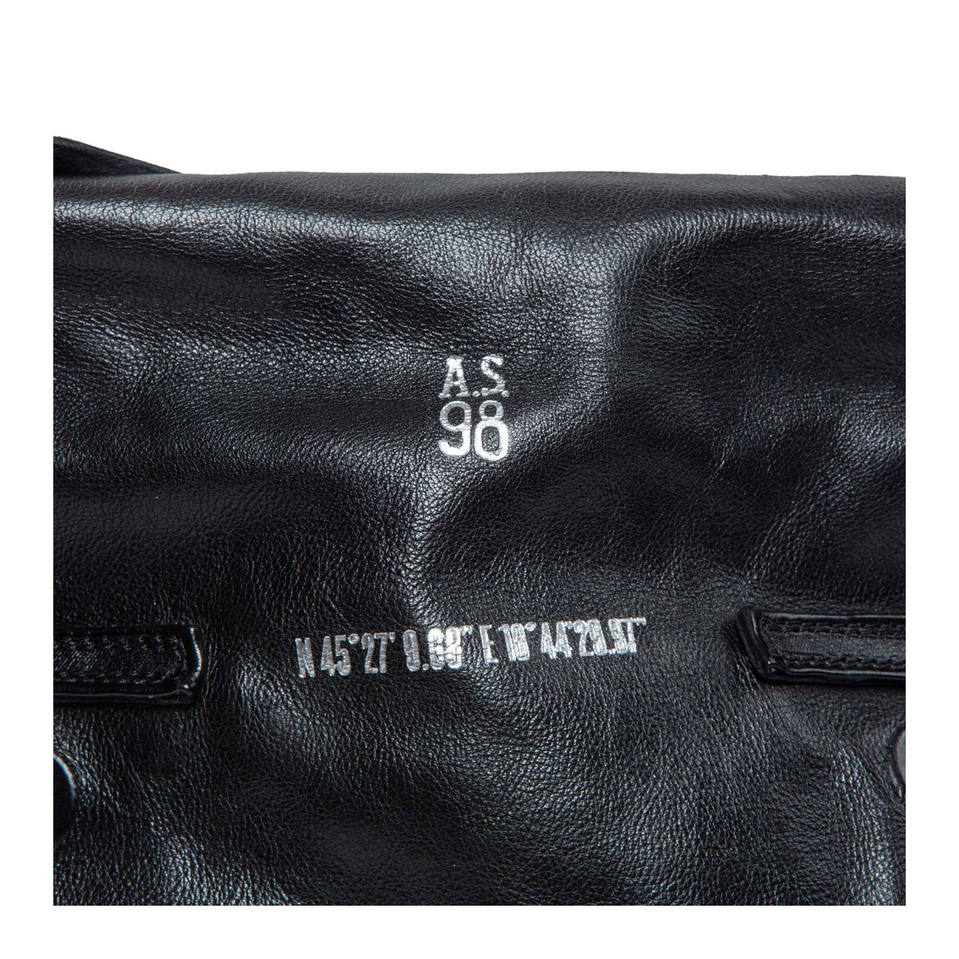 as98 monospalla con tracolla regolabile in pelle nera  logo