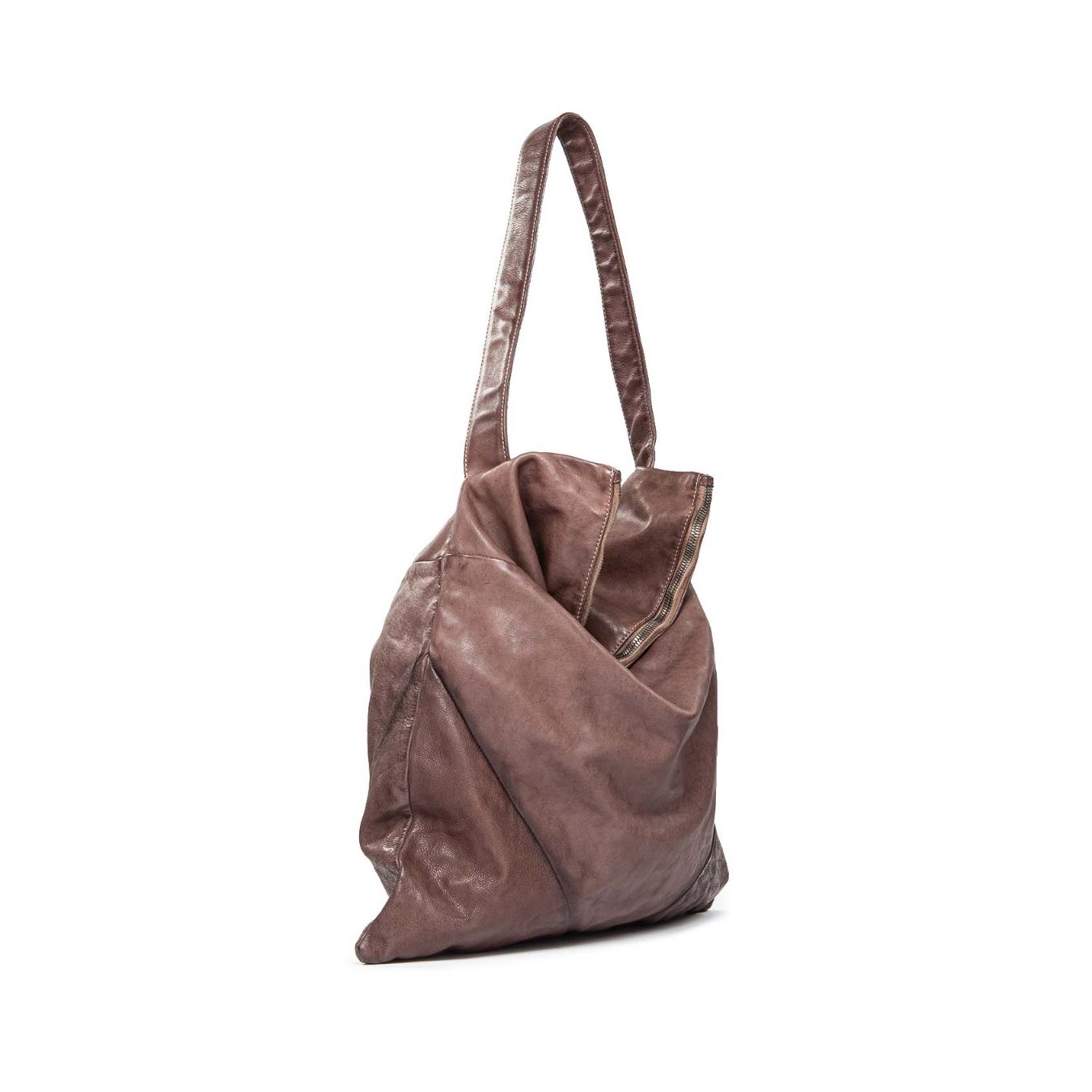borsa shopper violante in pelle marrone