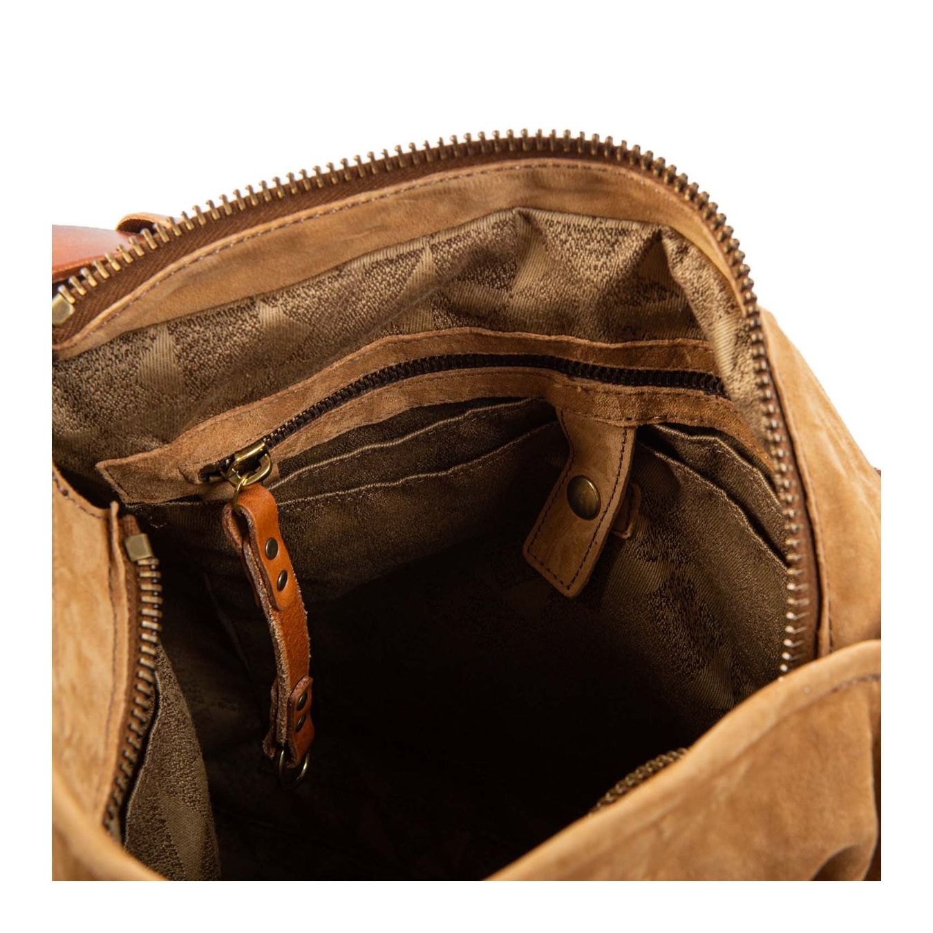 monospalla tiger in pelle cuoio interno