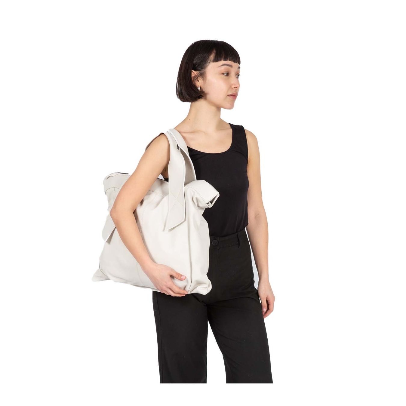 officina naif shopper impuntura centrale softy bianco 