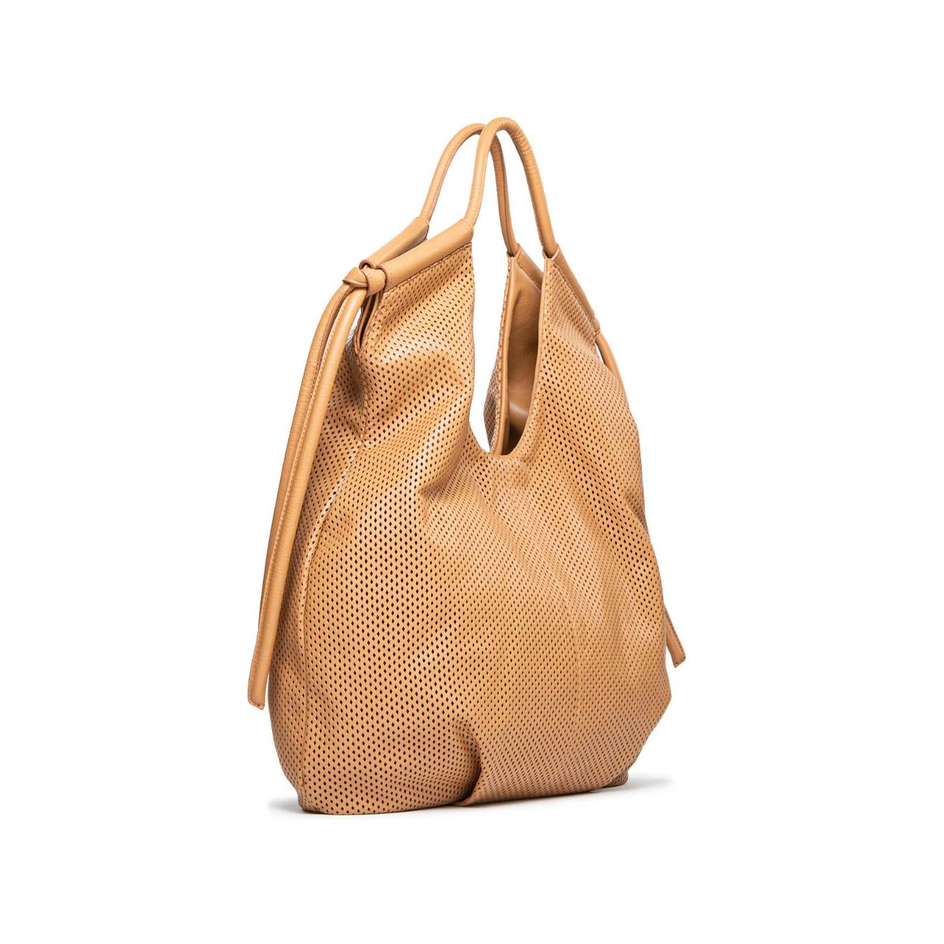 officina naif shopper KAREN in pelle forata mandorla lato