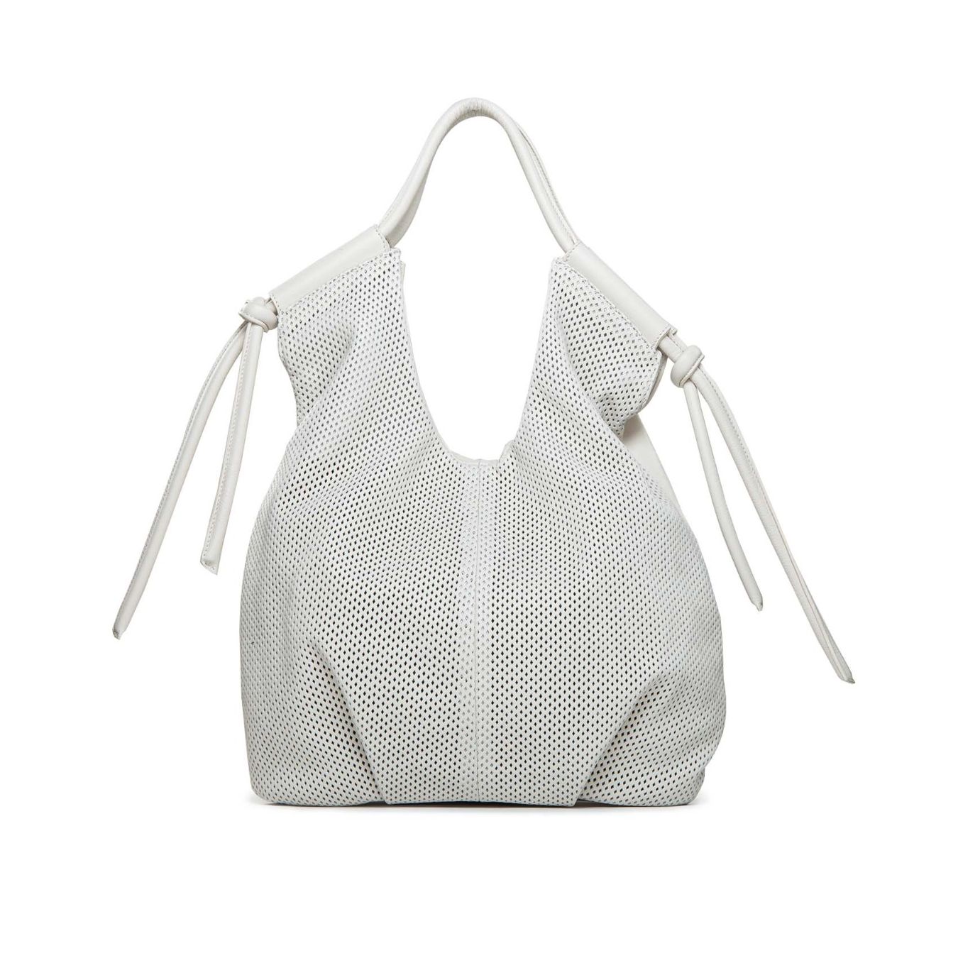 Shopper in pelle traforata Softy bianco burro Karen