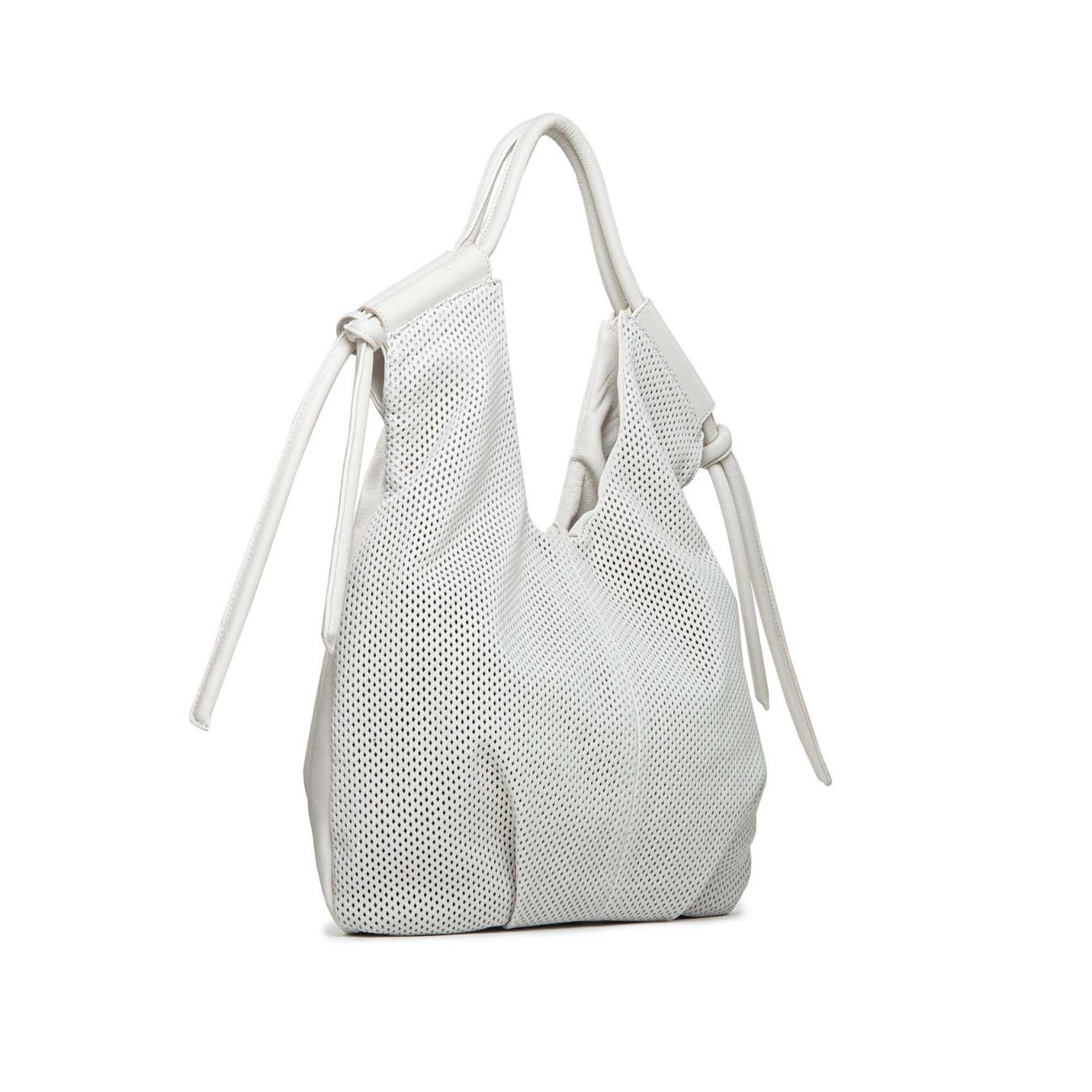 Shopper in pelle traforata Softy bianco burro